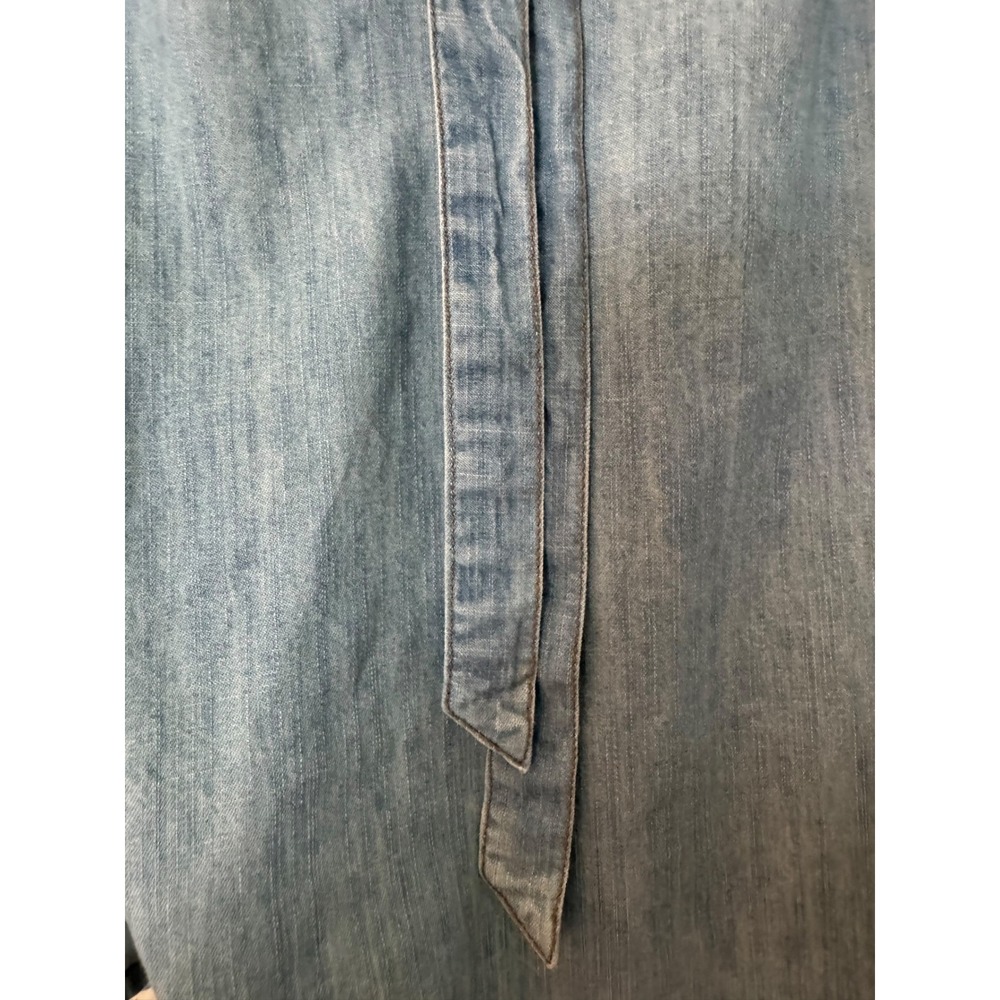 Anthropologie Pilcro XL Long Sleeve Front Tie Denim Batwing Blouse Cotton Boho - Picture 8 of 11